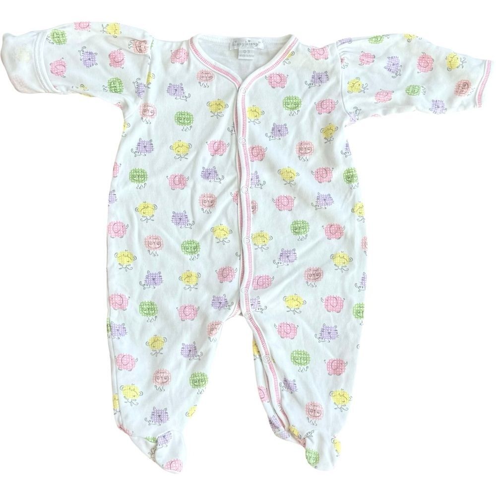 Kissy Kissy Baby Colorful Animal Print Pima Cotton One Piece Footie. 0-3 Months.